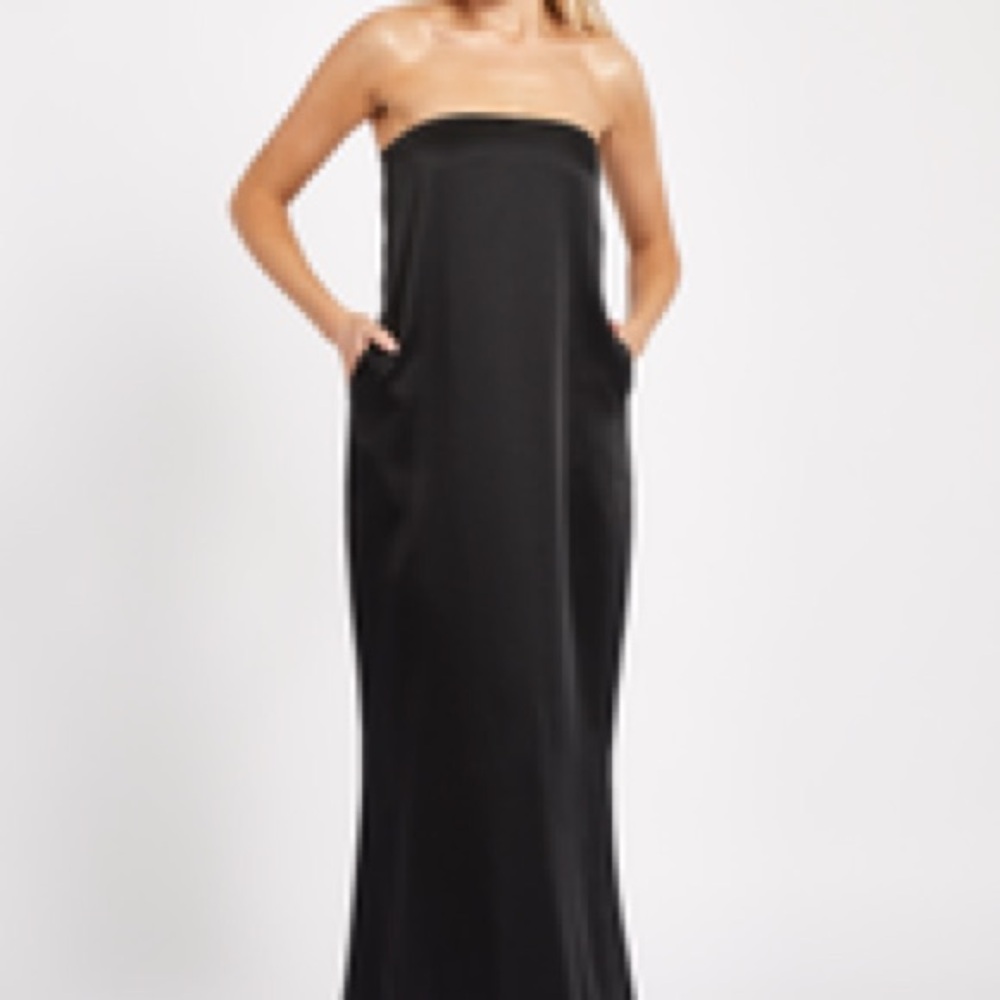 Strapless Black Maxi Dress with Pockets
